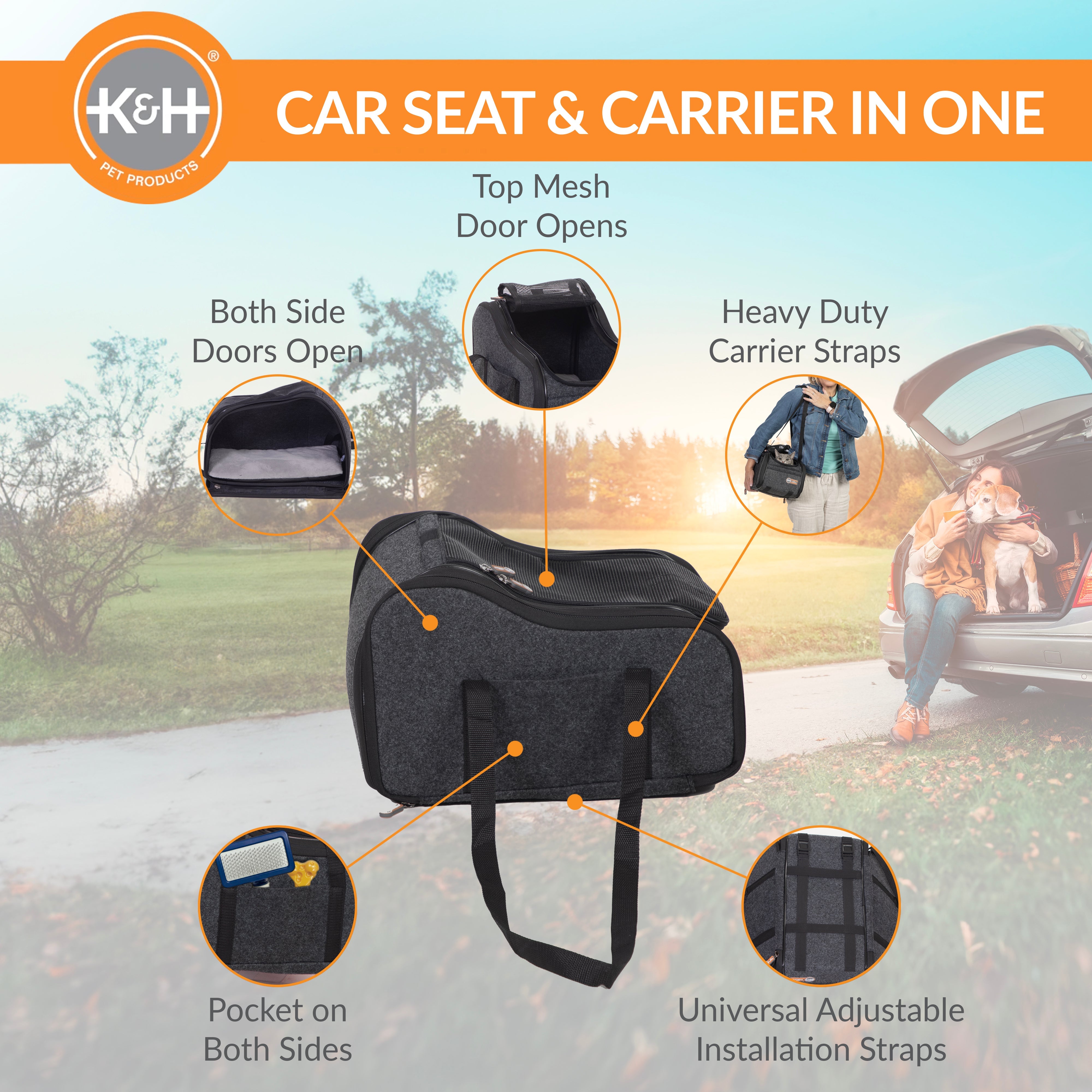 K&H Portable Pet Console Booster Dog Car Seat